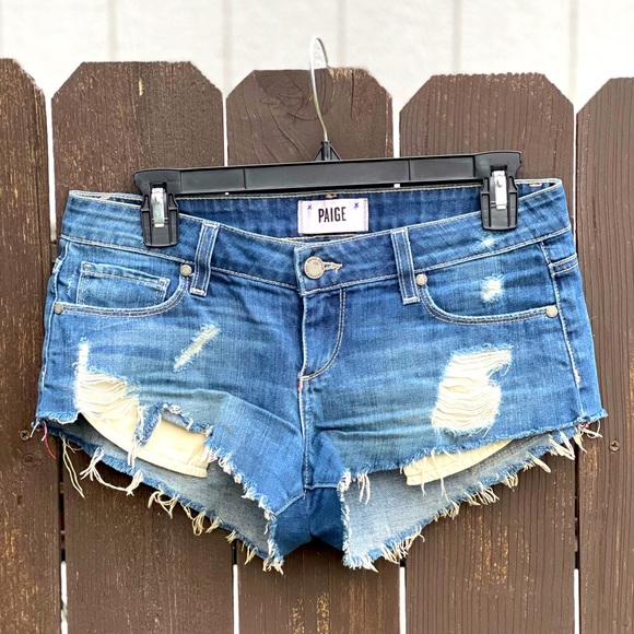 Paige Riley Deconstructed Jeans music festival Shorts Y2K vibes sz 24 - Picture 1 of 3